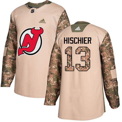 Adidas Devils #13 Nico Hischier Camo Authentic Veterans Day Stitched Youth NHL Jersey